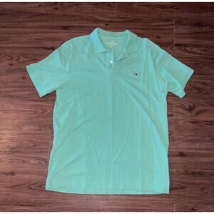 Vineyard Vines Polo Shirt Mens Medium Green Classic Fit Whale Logo Preppy Golf